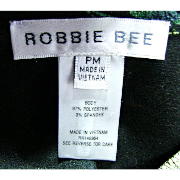 Robbie Bee Foil Floral Wrap Midi Dress Hits At Knee Black Red Teal Size PM NWT - Picture 6 of 12